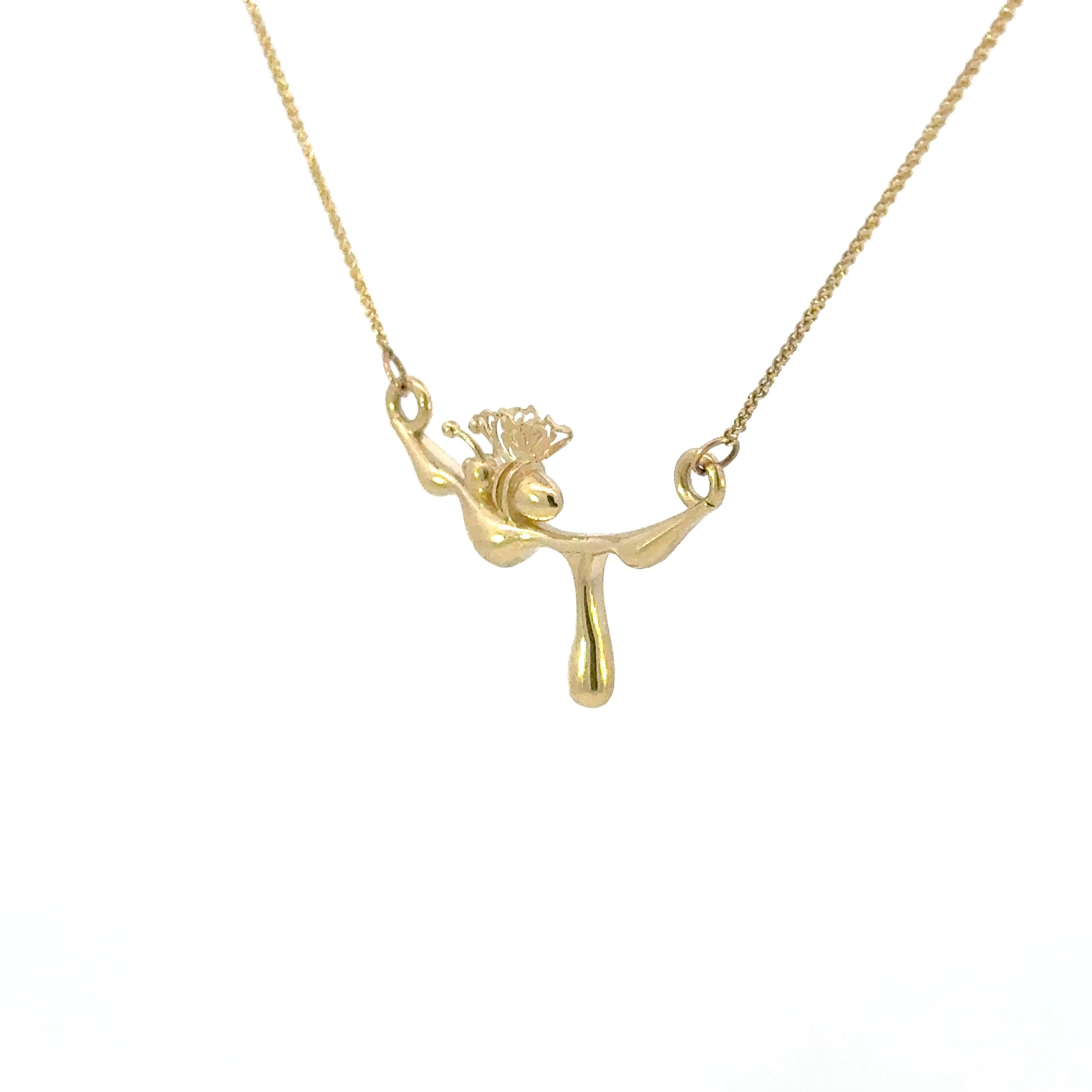 14k Honey Bee Stationary Necklace