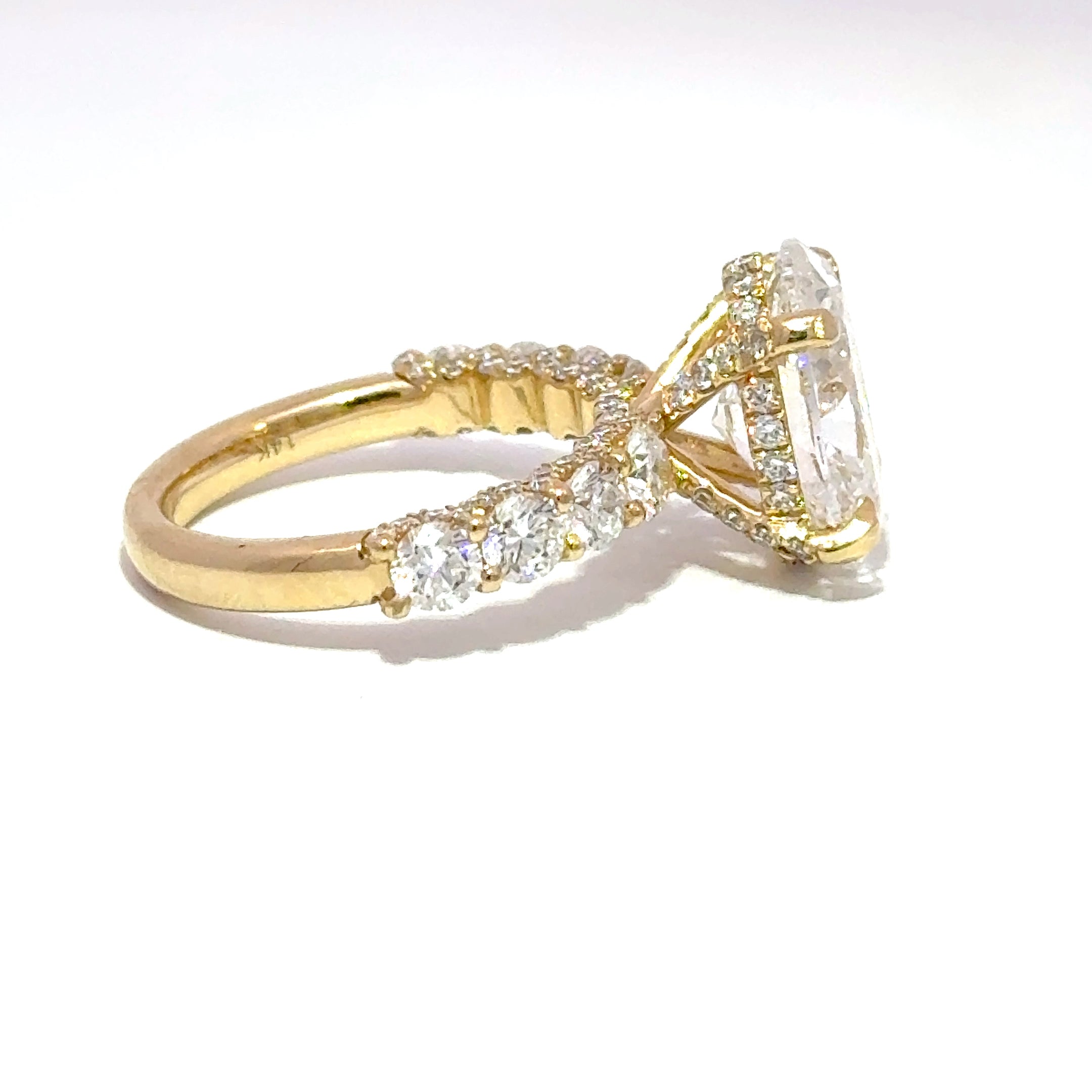 Oval-Cut Lab Diamond Bridal Ring – 7.16 CTW – 14K Yellow Gold