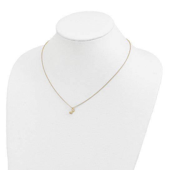 Cheryl M Sterling Silver Gold-plated Polished CZ Music Note 16 Inch with 2 Inch Extension Necklace