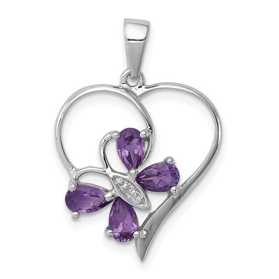 Gemstone Butterfly Heart Pendants