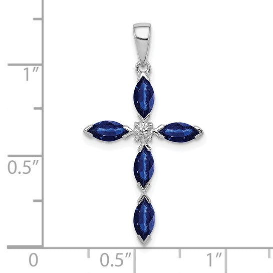 Marquise Gemstone & Diamond Cross Pendants