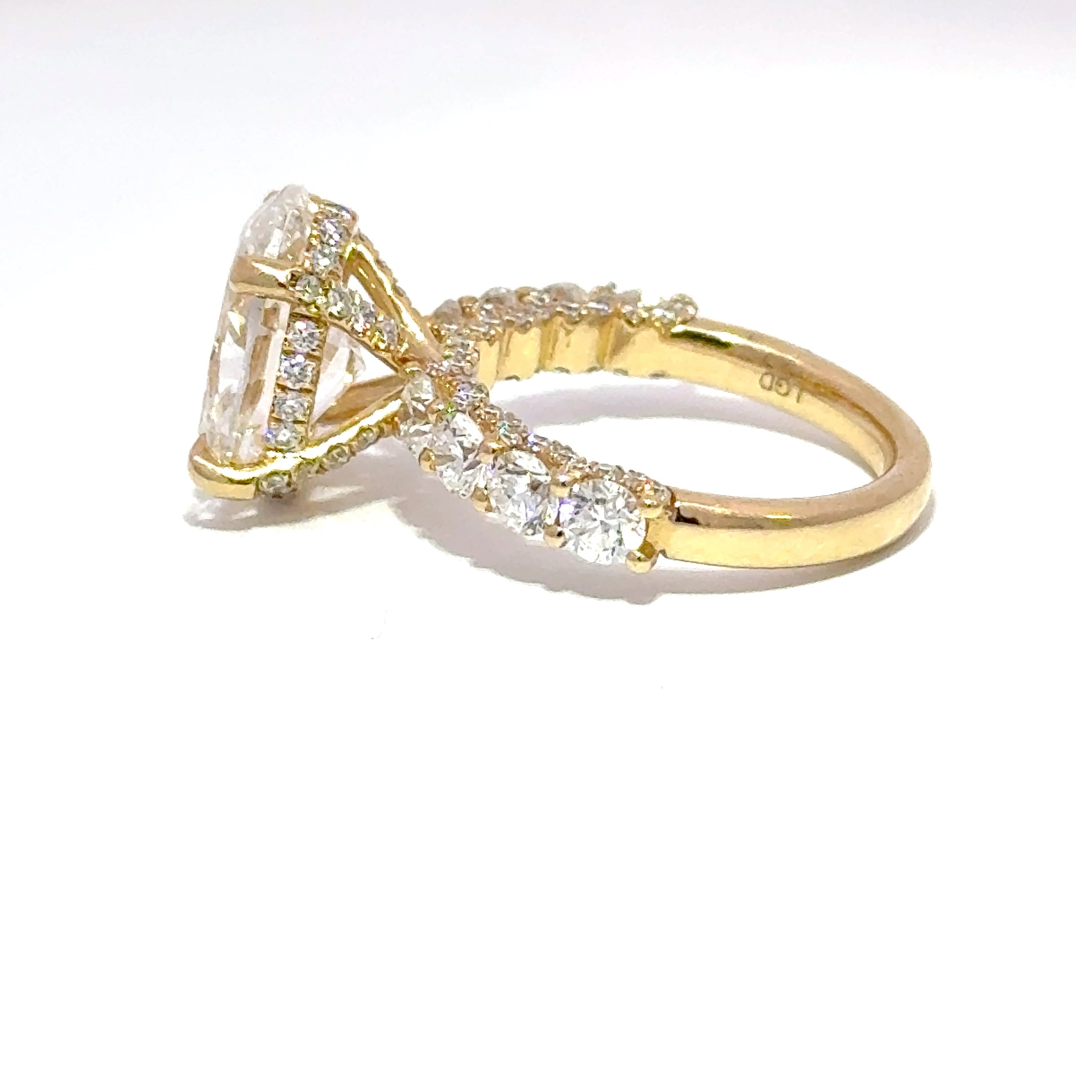 Oval-Cut Lab Diamond Bridal Ring – 7.16 CTW – 14K Yellow Gold