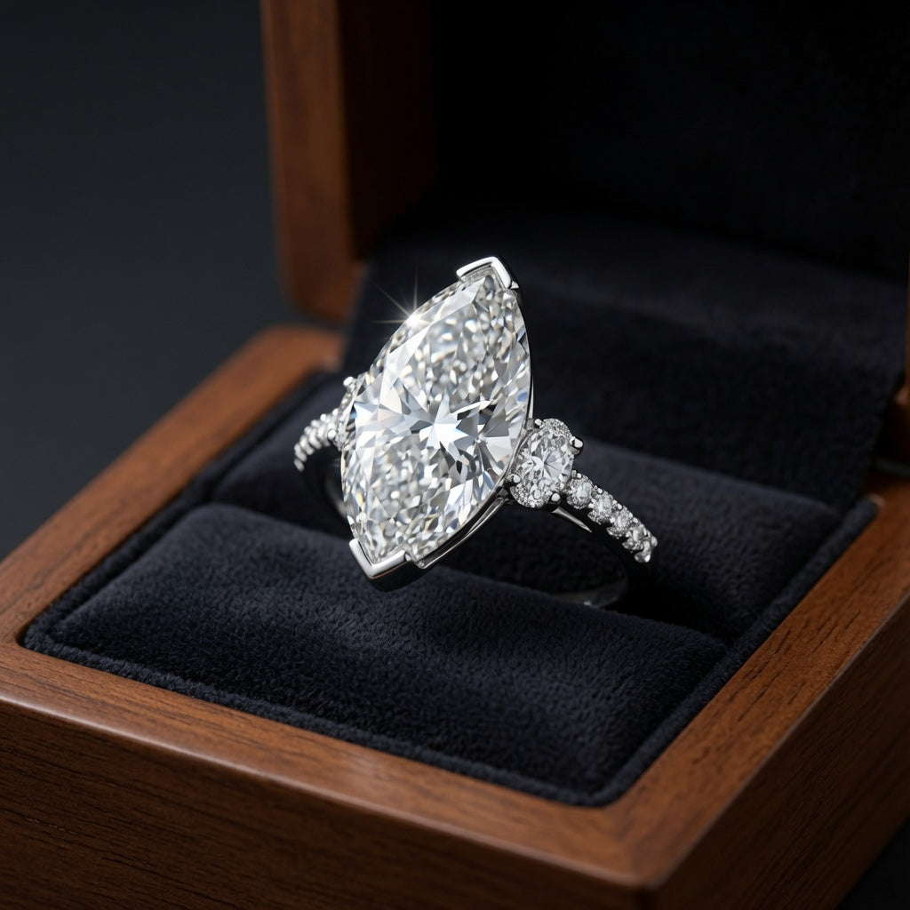 Amara Lab Diamond Marquise Bridal Ring