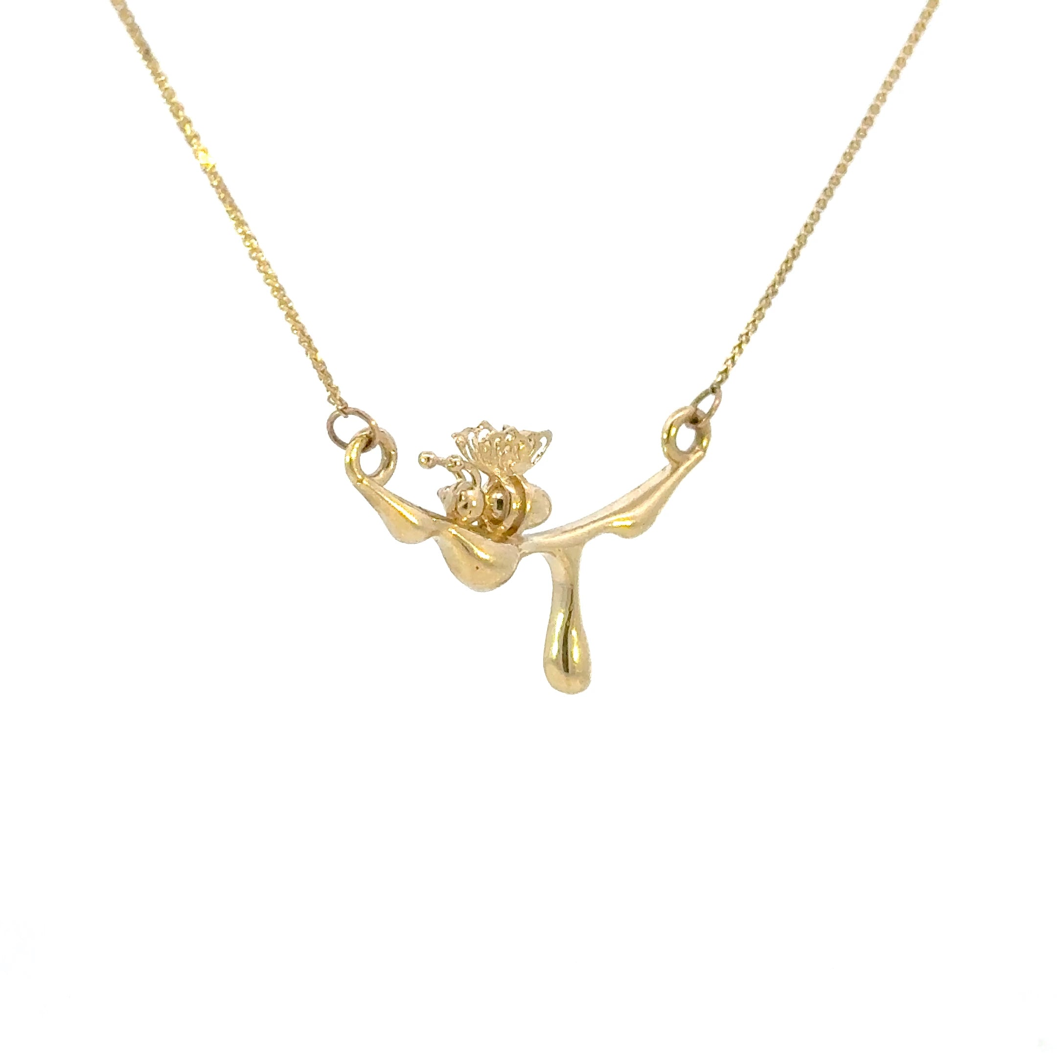 14k Honey Bee Stationary Necklace