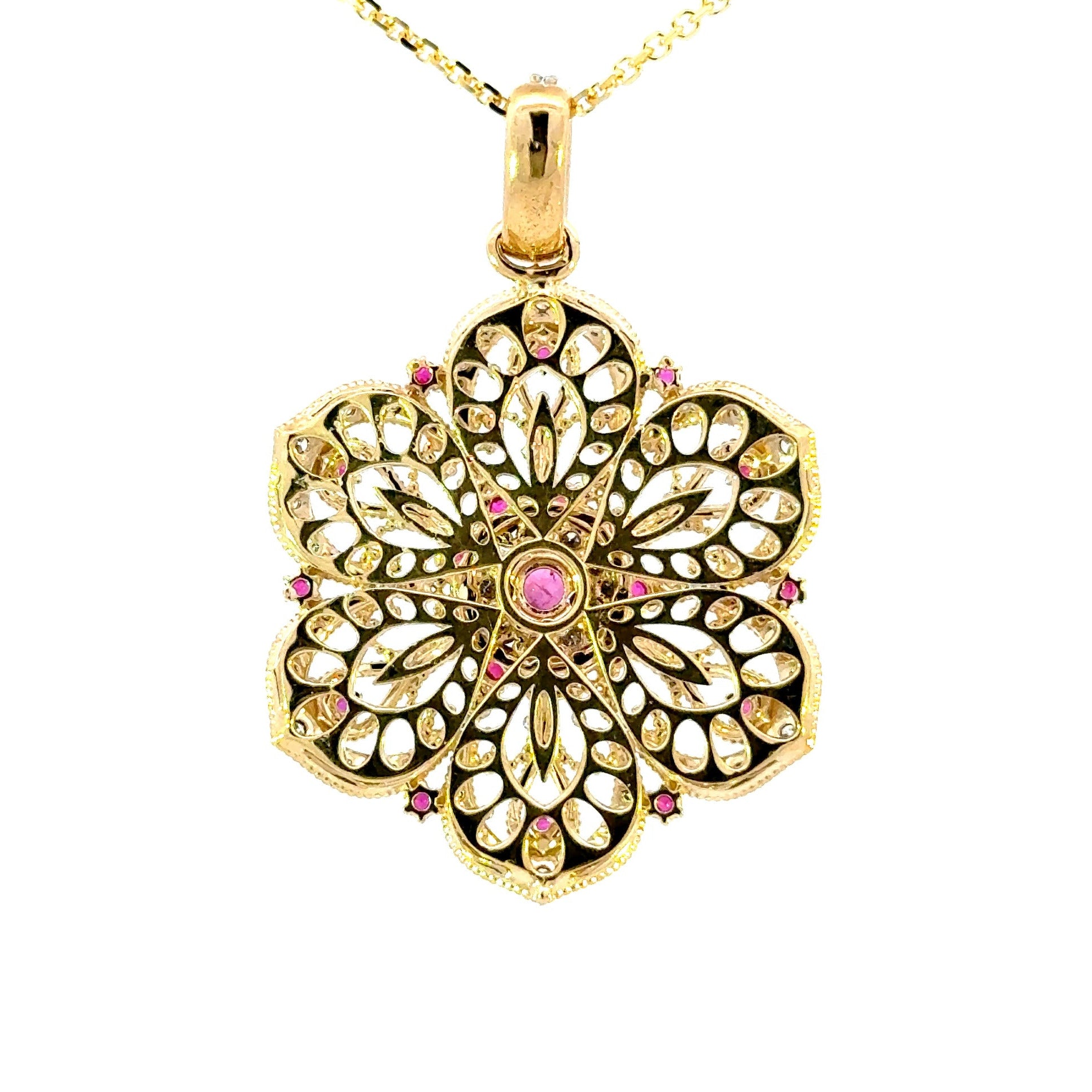 14k Ruby Floral Pendant