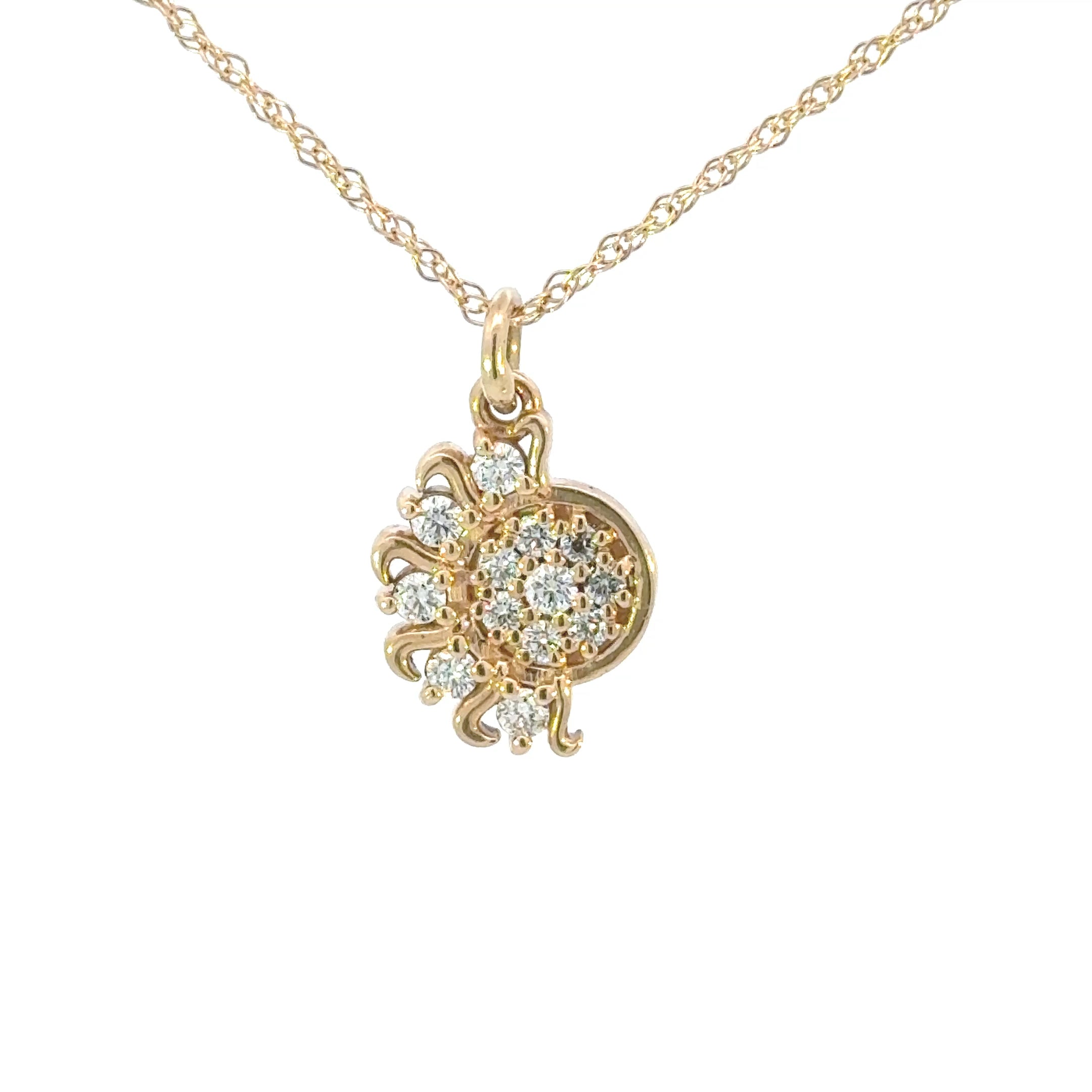 14k Radiating Sun Disc Pendant