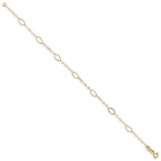 14k Oval Design Diamond-cut 7.25 inch Bracelet