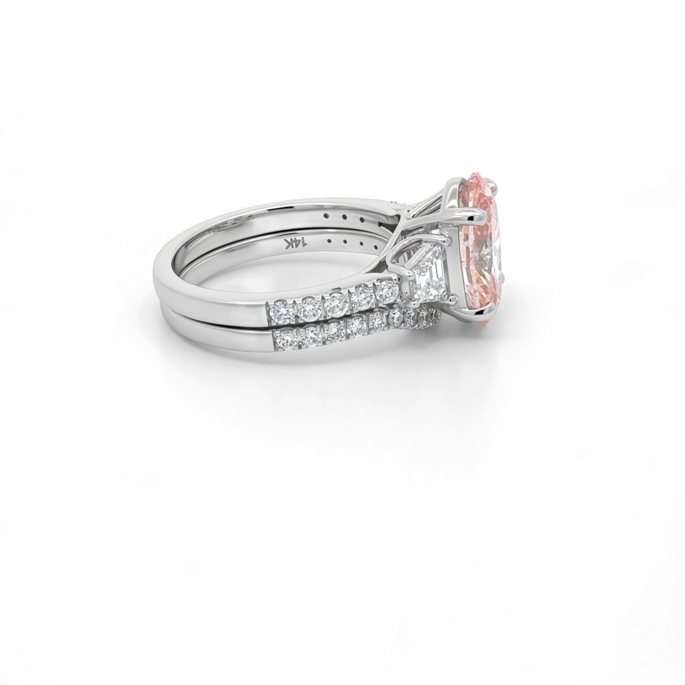 Rosette Pink Lab Diamond Bridal Set