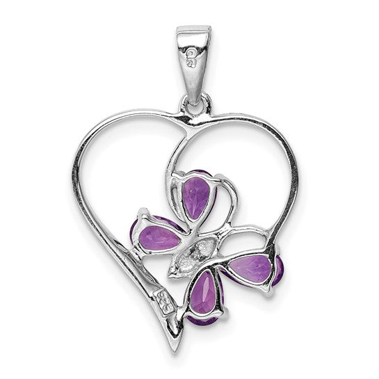 Gemstone Butterfly Heart Pendants