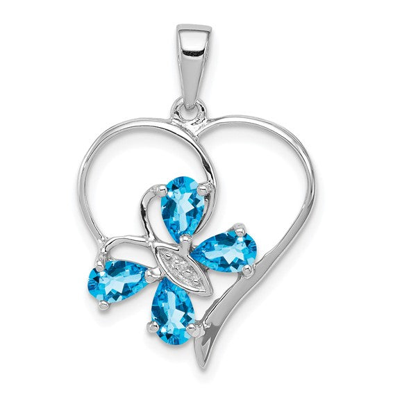 Gemstone Butterfly Heart Pendants