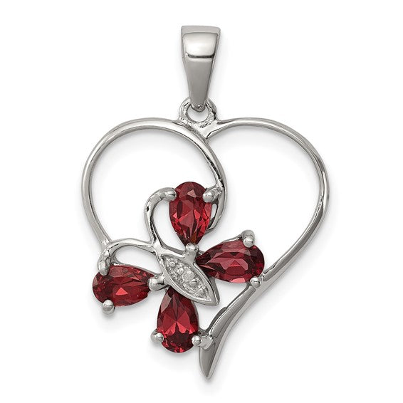 Gemstone Butterfly Heart Pendants