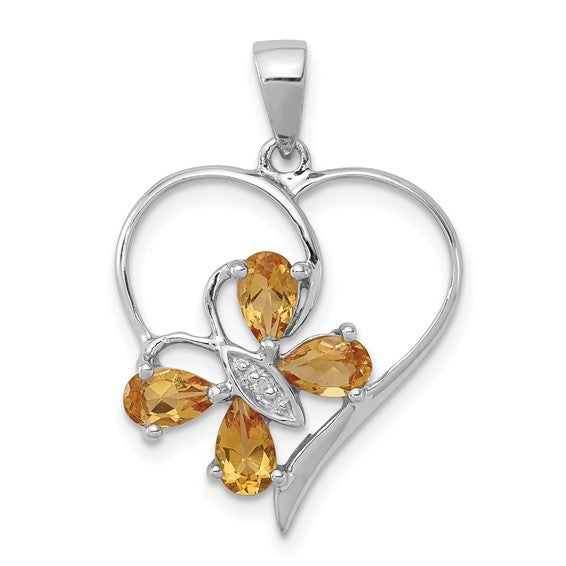Gemstone Butterfly Heart Pendants