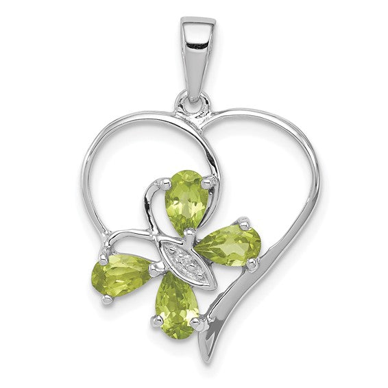 Gemstone Butterfly Heart Pendants