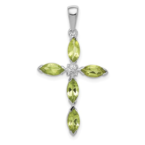 Marquise Gemstone & Diamond Cross Pendants