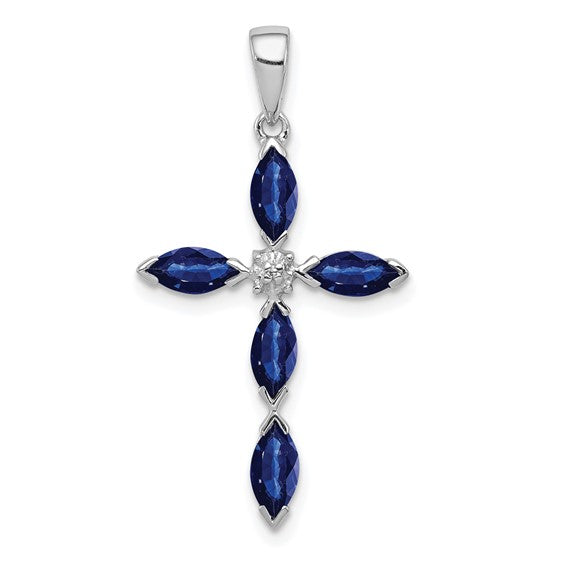 Marquise Gemstone & Diamond Cross Pendants