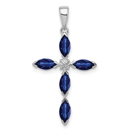 Marquise Gemstone & Diamond Cross Pendants