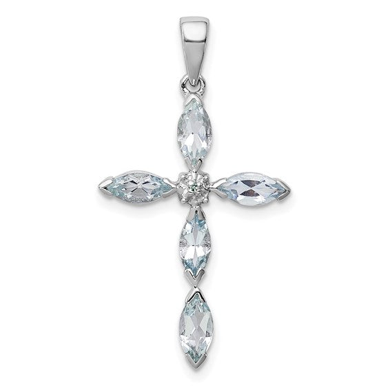 Marquise Gemstone & Diamond Cross Pendants