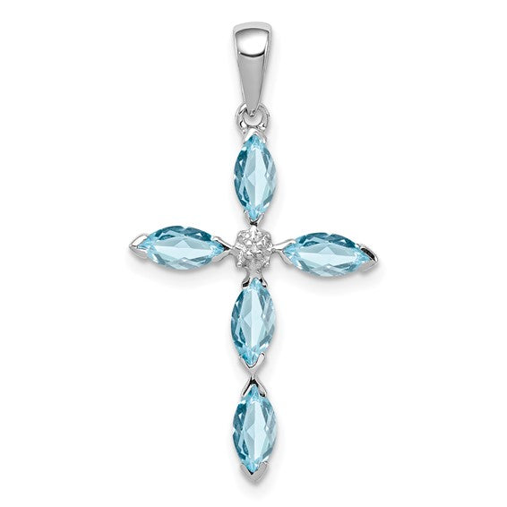 Marquise Gemstone & Diamond Cross Pendants