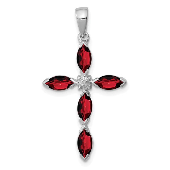 Marquise Gemstone & Diamond Cross Pendants