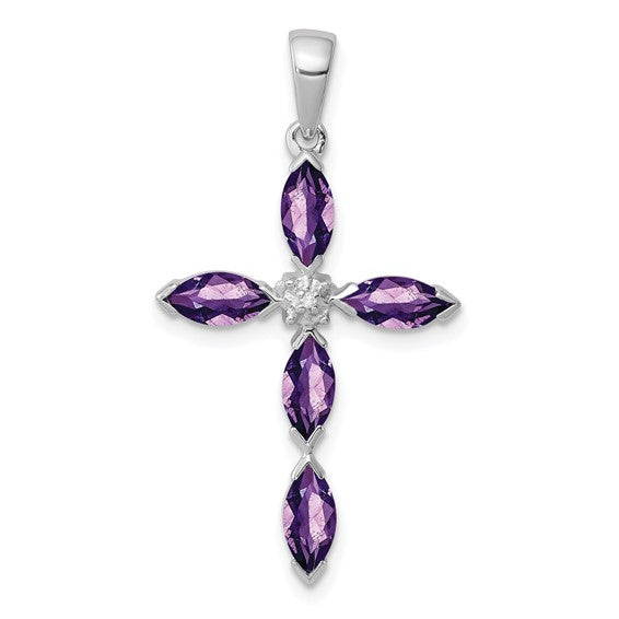 Marquise Gemstone & Diamond Cross Pendants