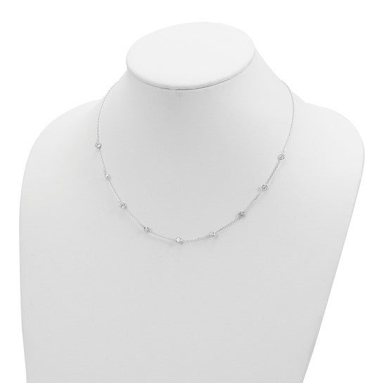 Sterling Silver Clear 4mm 11-Station CZ with 2in ext. Necklace