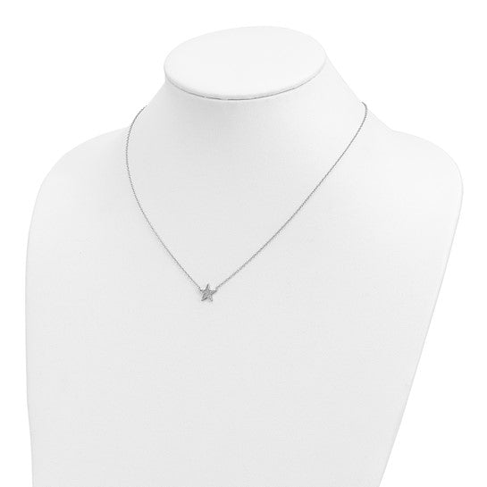Sterling Silver Rhodium-plated CZ Star Necklace