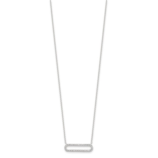 Sterling Silver E-coated CZ 18.25in with 2in ext Necklace