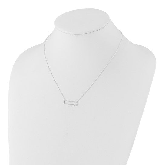 Sterling Silver E-coated CZ 18.25in with 2in ext Necklace