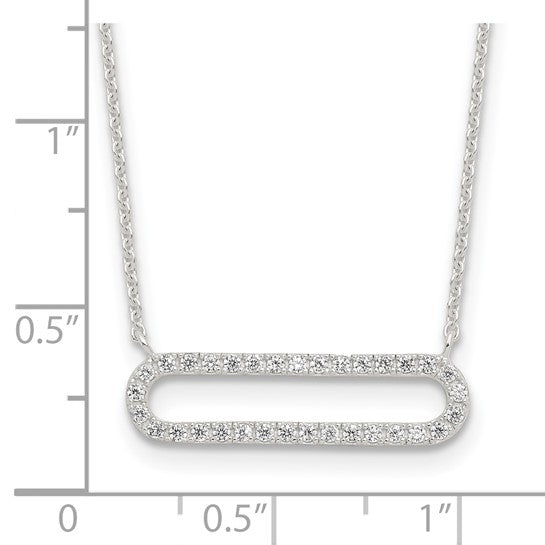 Sterling Silver E-coated CZ 18.25in with 2in ext Necklace