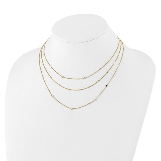 Leslie's Sterling Silver Gold-tone CZ Layered with 1.5in ext. Necklace