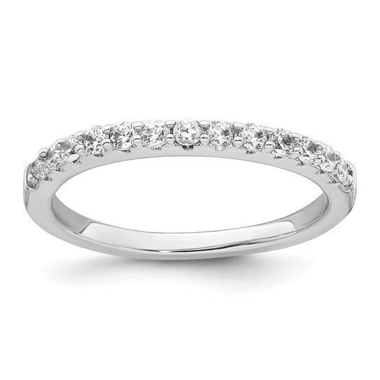 Sterling Silver Rhodium-plated Polished CZ Solitaire Size 6 Engagement Ring and Wedding Band Set