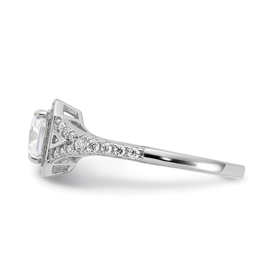 Sterling Shimmer Sterling Silver Rhodium-plated CZ 41 Stone Open Back Ring
