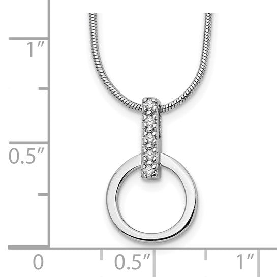 White Ice Sterling Silver Rhodium-plated 18 Inch Open Circle Diamond Necklace with 2 Inch Extender