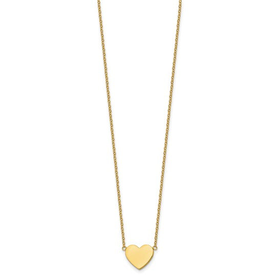 Chisel Stainless Steel Polished Yellow IP-plated Heart on a 16 inch Plus a 2 inch Extension Cable Chain Necklace