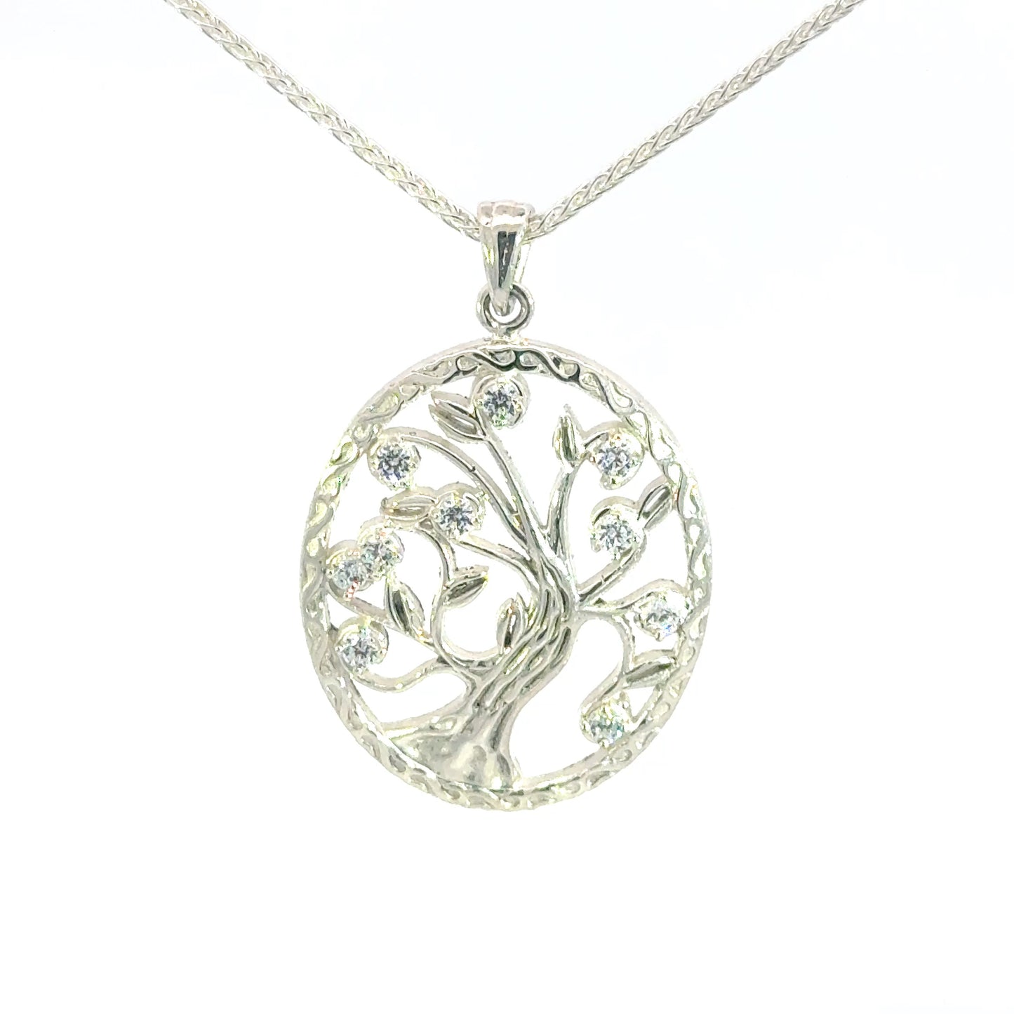 Mother's Day 925 Silver Tree Of Life Pendant with Cz's or Optional Birthstones