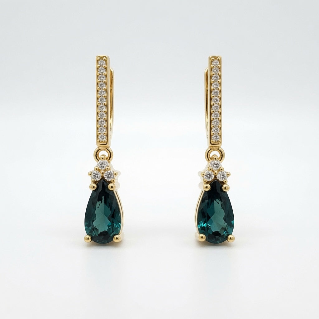 14k Green Tourmaline Drop Earrings