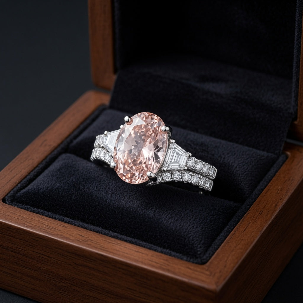 Rosette Pink Lab Diamond Bridal Set